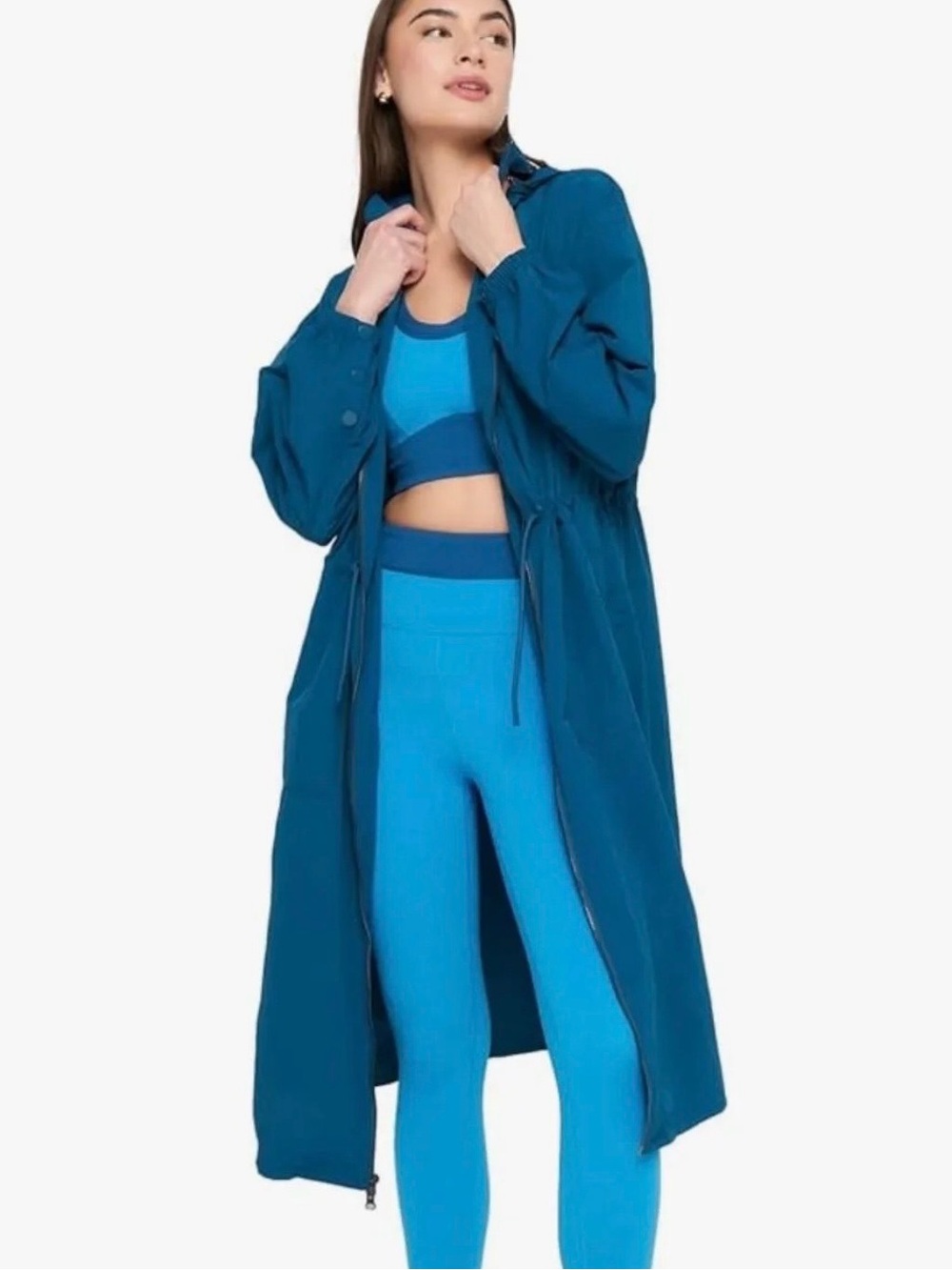 Spiritual Gangster Natasha Full Zip Lightweight Long Jacket SzS Blue retail $198